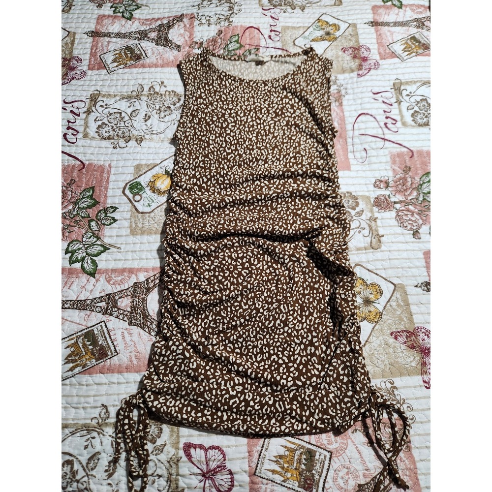 Jessica Simpson Women's leopard-print ruched‎ sleeveless Mini Dress Brown Size S